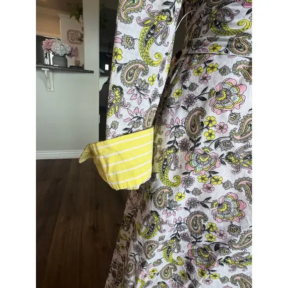 Court & Rowe Shirt Dress Paisley Floral Pink Yellow Tie Waist Women 6 - Picture 4 of 9